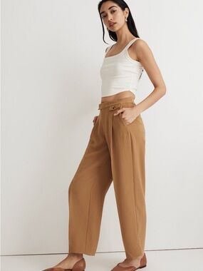 Madewell Wide-Leg High-Waist Pants in Camel Brown